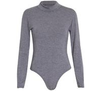 Womens Polo High Turtle Neck Ladies Long Sleeve Stretch Popper Stud Fastening Leotard Bodysuit T-Shirt Top Dark Grey Size 8 - 10 (S/M)