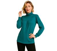Women's Polo Neck Top UK Sizes 14-28 - Soft Stretch Roll Neck Base Layer - Long Sleeve Lightweight Turtleneck - Curve & Plus Size Winter Layering Essential Teal
