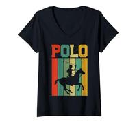 Womens Polo Players Horseback Riding Horse Equestrian Sports V-Neck T-Shirt