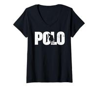 Womens Polo Players Horseback Riding Horse Equestrian Sports V-Neck T-Shirt