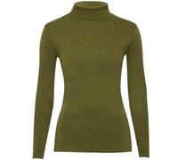 Women's Polo Roll Neck Long Sleeve Turtle Neck Plain Jumpers for Women Top Ladies New Plain Turtle Polo Roll Neck Long Sleeve Stretch Jumper T-Shirt Tee Top 8-26 Khaki