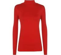 Women's Polo Roll Neck Long Sleeve Turtle Neck Plain Jumpers for Women Top Ladies New Plain Turtle Polo Roll Neck Long Sleeve Stretch Jumper T-Shirt Tee Top Size UK 8-26 Red