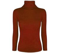 Women's Polo Roll Neck Long Sleeve Turtle Neck Plain Jumpers for Women Top Ladies New Plain Turtle Polo Roll Neck Long Sleeve Stretch Jumper T-Shirt Tee Top (Rust, UK 24-26)