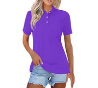 Women's Polo Shirt Short Sleeve Golf Collared Polos Lightweight Breathable Workout Tops Summer Quick Dry Business Casual Shirts Slim Fit Workout Tennis Office Interview Work Shirt S-3XL Purple