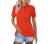 Women's Polo Shirt Short Sleeve Golf Collared Polos Lightweight Breathable Workout Tops Summer Quick Dry Business Casual Shirts Slim Fit Workout Tennis Office Interview Work Shirt S-3XL Red
