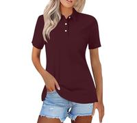 Women's Polo Shirt Short Sleeve Golf Collared Polos Lightweight Breathable Workout Tops Summer Quick Dry Business Casual Shirts Slim Fit Workout Tennis Office Interview Work Shirt S-3XL Wine