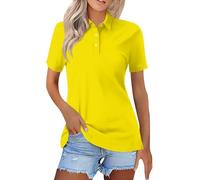 Women's Polo Shirt Short Sleeve Golf Collared Polos Lightweight Breathable Workout Tops Summer Quick Dry Business Casual Shirts Slim Fit Workout Tennis Office Interview Work Shirt S-3XL Yellow