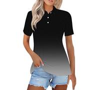 Women's Polo Shirt Short Sleeve Golf Collared Polos Lightweight Breathable Workout Tops Summer Quick Dry Business Casual Shirts Slim Fit Workout Tennis Office Interview Work Shirt S-3XL Black