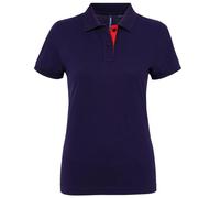 Womens Polo T Shirts Short Sleeve Contrast Trim Collared Ladies Cotton Tops