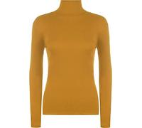 Womens Polo Turtle High Roll Neck Plain Ribbed Long Sleeve Ladies Stretch T-Shirt Top (12-14, Mustard)