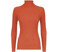 Womens Polo Turtle High Roll Neck Plain Ribbed Long Sleeve Ladies Stretch T-Shirt Top (8-10, Rust)