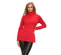 Womens Polo Turtle High Roll Neck Plain Ribbed Long Sleeve Ladies Stretch T-Shirt Top Red Size 16 - 18 (L/XL)