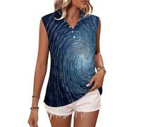 Women's Polos Sleeveless Polo Shirts Abstract Spiral Lines Circle Geometry Tennis Button Gym Tops Ladies Quick Dry Golf Tops Workout Sports Running Tshirt, Indigo Blue