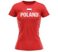 Womens Polska Football Poland T Shirt Country European Polish Tournament Gifts Her Footy Top, XXL, Red