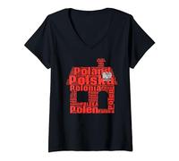 Womens Polska Patriotic Flag Poland White-red Home Polish Emblem V-Neck T-Shirt