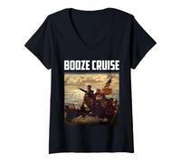 Womens Poltical Party Booze Cruise Shades Bourbon Whiskey Glasses V-Neck T-Shirt