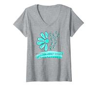 Women's Polycystic Kidney Disease Awareness Support Teal Ribbons V-Neck T-Shirt