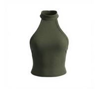 Women's Polyester Sleeveless for top Solid Olive Green Stretch | Soft polyester blend, medium elasticity, snug comfortable fit, sleeveless style, for trendy for y2k look