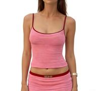 Women's Polyester Striped Vest for top Regular Fit Summer Women's | for trendy striped pattern, sleeveless design, perfect for y2k style, summer casual wear, cute going out top