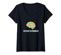 Women's Polyglot in Progress Vocabulary Fluency Language Learner V-Neck T-Shirt