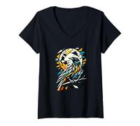 Womens Polygon Art Crow Silhouette Raven Crows V-Neck T-Shirt