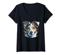 Womens Polygon Art Jack Russell Terrier Jack Russells Dog V-Neck T-Shirt