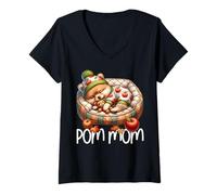 Womens Pomeranian Dog Graphic for Women Who Loves Fall Cute Pom Mom V-Neck T-Shirt
