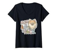 Women's Pomeranian Dog Mom Alpha of The Pack Canine V-Neck T-Shirt