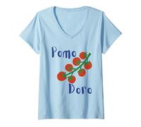 Womens Pomo doro Roma Italia tomatoes Italian summer V-Neck T-Shirt