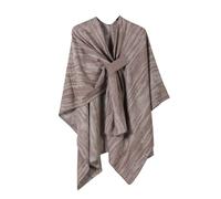 Women's Poncho Cape Shawls and Wraps Reversible Oversized Shawls with Loop On The Chest Elegant Knitted Cape Blanket Front Wrap Cardigan Scarf Coat for Spring Autumn Winter Khaki