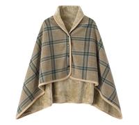 Women's Poncho Fleece Portable Blanket Checked Lap Blanket Multiway Sherpa Fleece Shawls Wraps Winter Warm Soft Chunky Cape with Button Comfortable Poncho Plush Wrap Cover for Bed Sofa Office Home