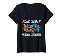 Women's Pond Goals More Koi Less Stress V-Neck T-Shirt