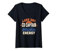 Women's Pontoon Co Captain Pontoon Captain Lake Boat Gift V-Neck T-Shirt