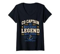 Women's Pontoon Co Captain Pontoon Captain Lake Boat Gift V-Neck T-Shirt