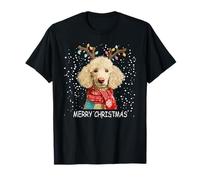 Womens Poodle Dog Xmas Santa Hat Scarf Christmas T-Shirt
