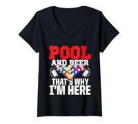 Womens Pool and Beer - That's why I'm here - Billiards and beer V-Neck T-Shirt