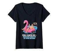 Women's Pool Floatie CEO Managing Director of Doing Nothing V-Neck T-Shirt