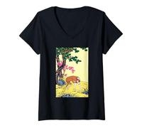 Women's Pop Art Hound Dog Comic Style Vintage Illustration V-Neck T-Shirt