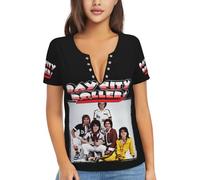 Women's Pop Rollers-Rock Band T-Shirt Sexy Deep V-Neck Short-Sleeved T-Shirt Summer Short Sleeve Tees