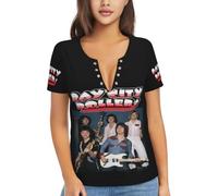 Women's Pop Rollers-Rock Band T-Shirt Sexy Deep V-Neck Short-Sleeved T-Shirt Summer Short Sleeve Tees