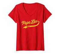 Women's Pope Leo 14 Classic Baseball Design V-Neck T-Shirt