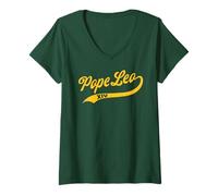 Women's Pope Leo 14 Classic Baseball Design V-Neck T-Shirt