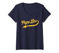 Women's Pope Leo 14 Classic Baseball Design V-Neck T-Shirt