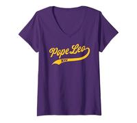 Women's Pope Leo 14 Classic Baseball Design V-Neck T-Shirt