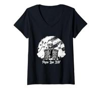 Womens Pope Leo 14, Pope Leo XIV, American Flag Sunset V-Neck T-Shirt
