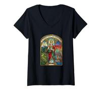 Women's Pope Leo XIV A Pope for The Americas Stained Glass Style V-Neck T-Shirt