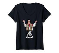 Women's Pope Leo XIV AI for Good - MAGNIFICA HUMANITAS V-Neck T-Shirt