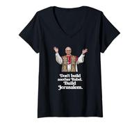 Women's Pope Leo XIV “Don't Build Another Babel. Build Jerusalem V-Neck T-Shirt