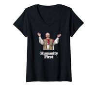 Women's Pope Leo XIV Humanity First - MAGNIFICA HUMANITAS V-Neck T-Shirt