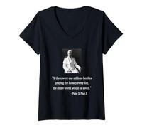 Women's Pope Pius X Vintage Religious Quote Graphic for Catholic V-Neck T-Shirt